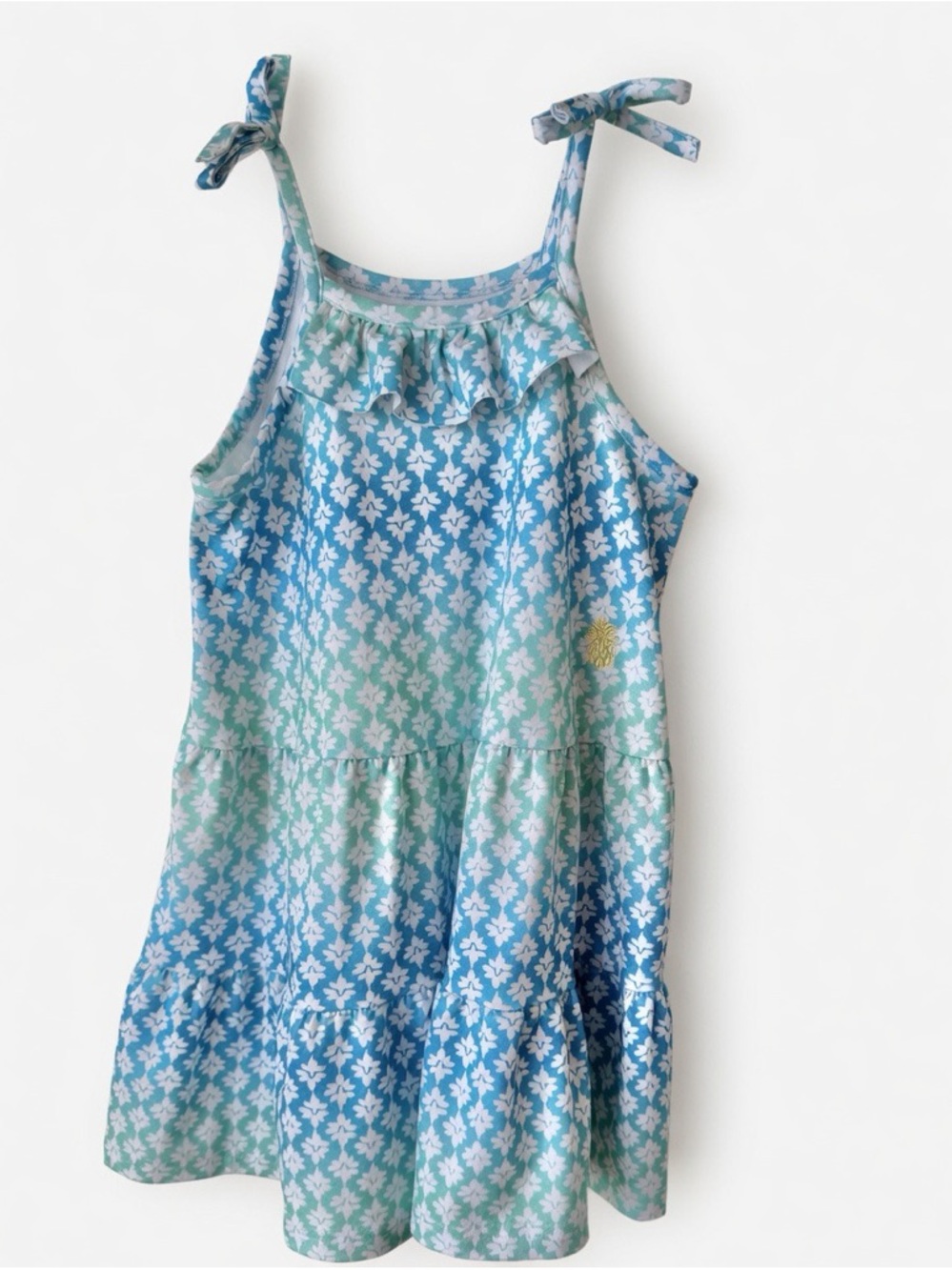 Tommy Bahama Girls 2T Turquoise Floral Tiered Ruffle Sundress with Tie Straps